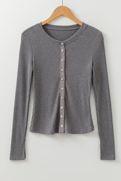 Sleet Button Down Slim Fit Ribbed Knit Cardigan