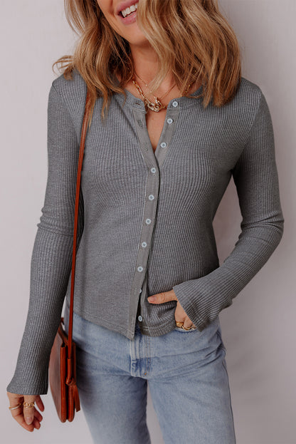 Sleet Button Down Slim Fit Ribbed Knit Cardigan